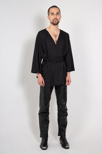 AVIEL - Short Kimono Recycled Black