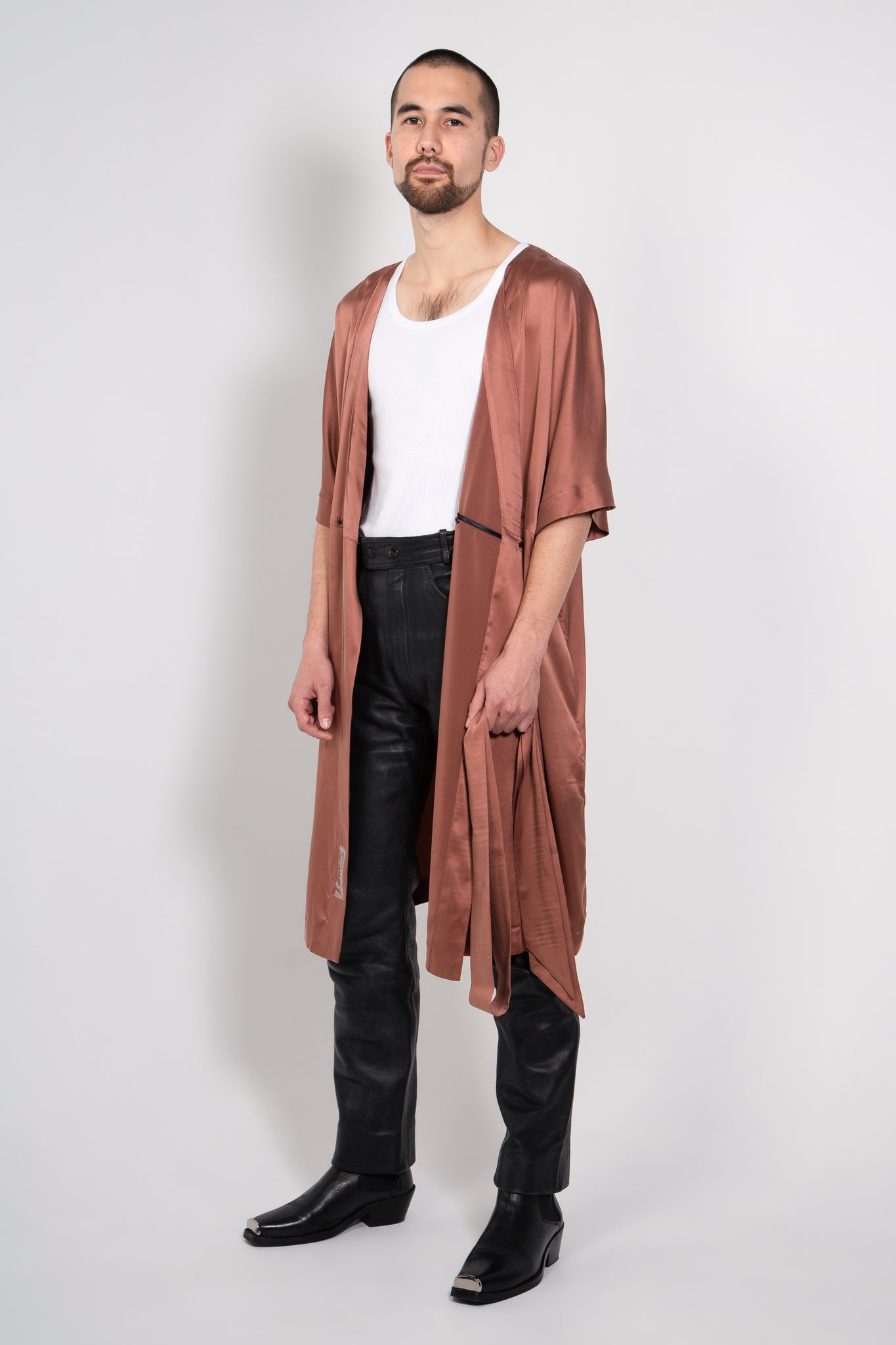 AMBER - Long Silk Kimono Copper